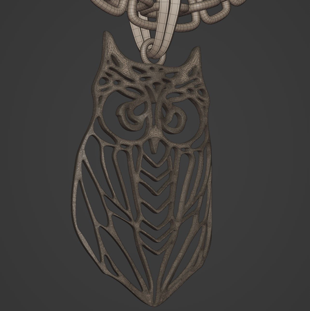 Owl Stylized Wireframe Pendant Amulet Necklace 3D print model_15