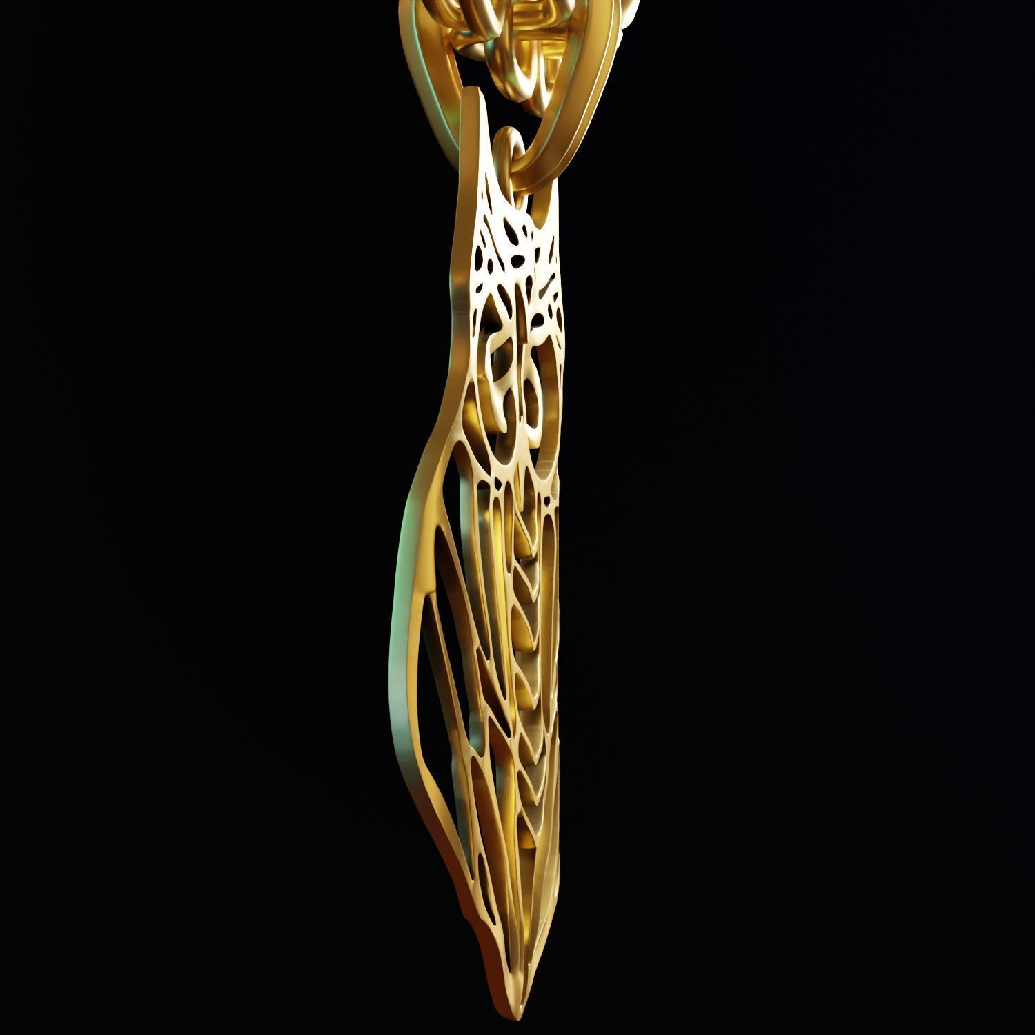 Owl Stylized Wireframe Pendant Amulet Necklace 3D print model_4