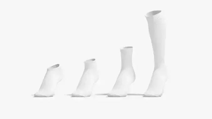 White Single Socks on tiptoe different shapes - fabric sox 