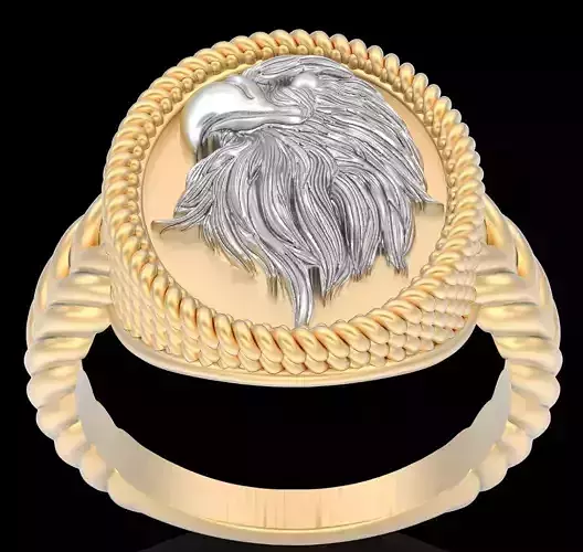 Eagle Ring silver gold printable jewelry 3D model
