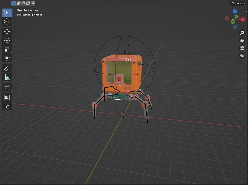 cubey orange robot with light 3D model_6