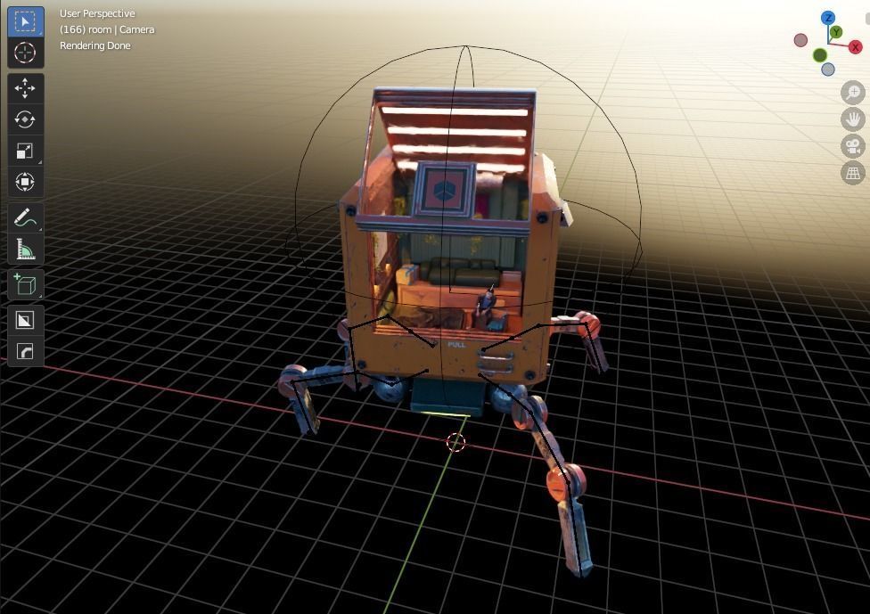 cubey orange robot with light 3D model_3