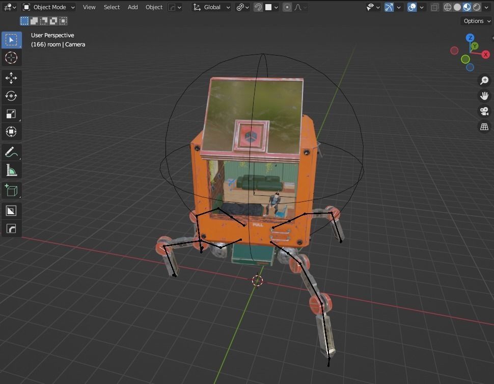 cubey orange robot with light 3D model_5
