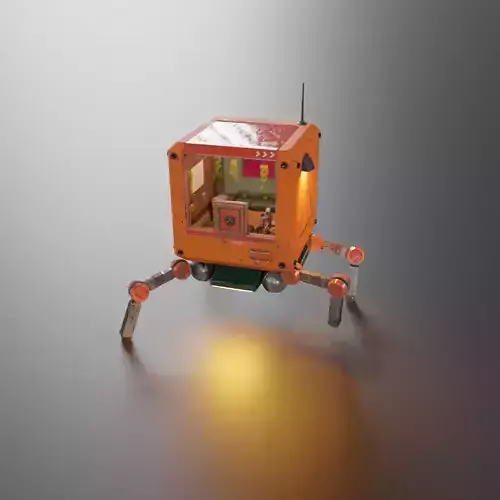 cubey orange robot with light