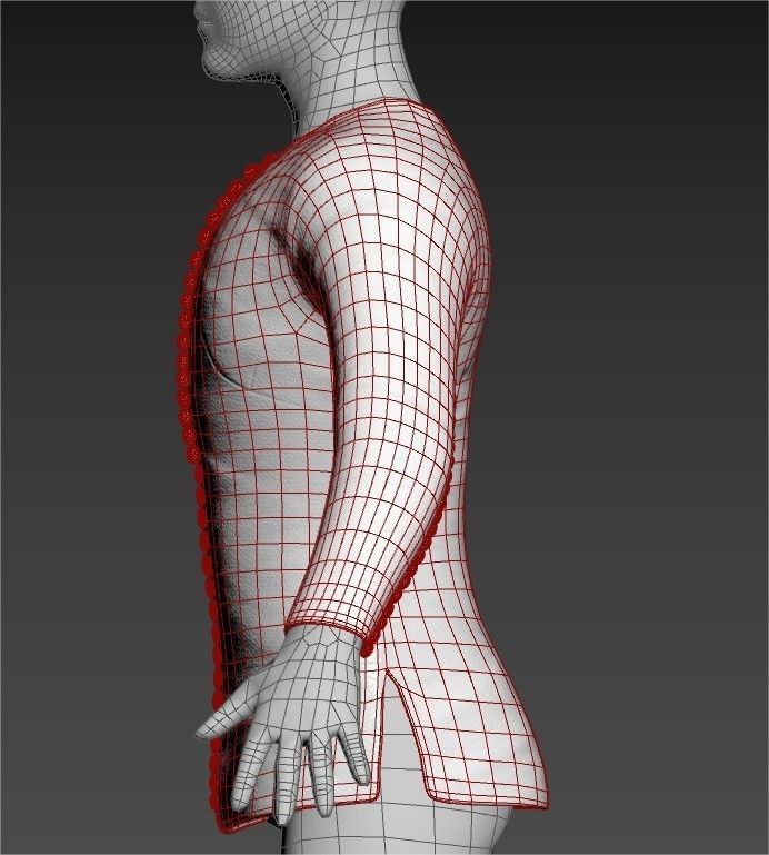 Medieval Doublet01 14th century Low-poly 3D model_10