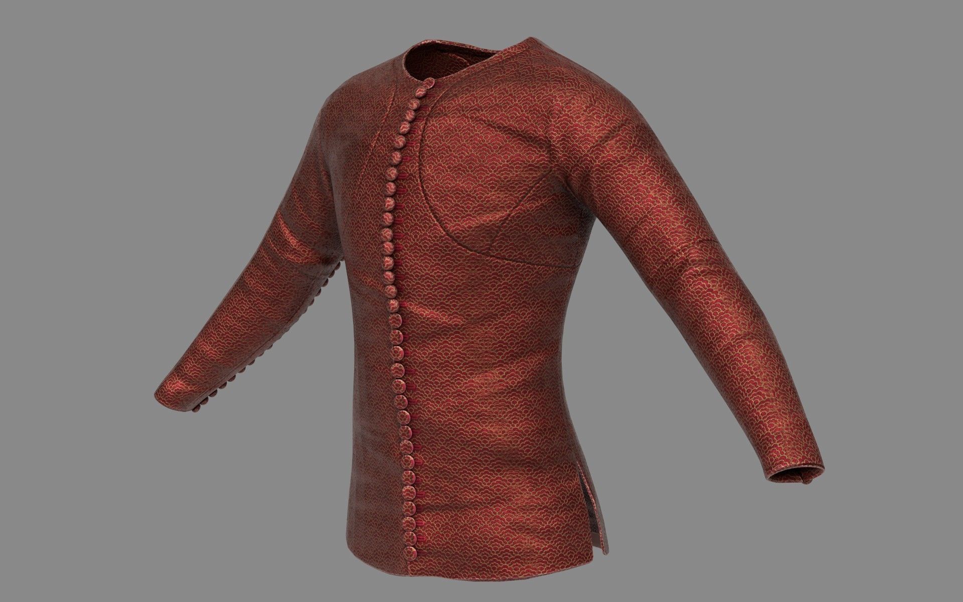Medieval Doublet01 14th century Low-poly 3D model_7