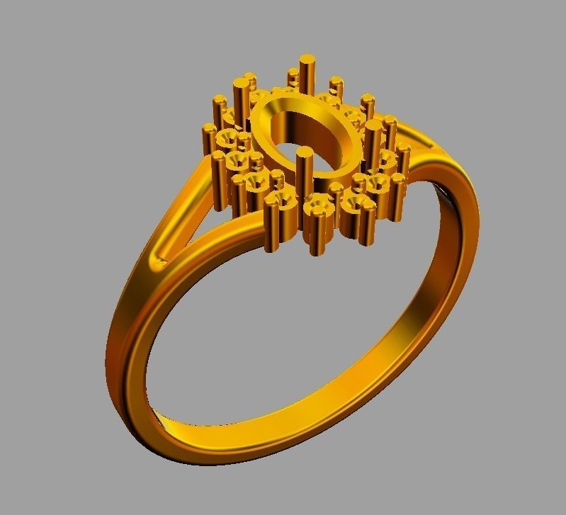 Oval Gemstone Ring 3D print model_8