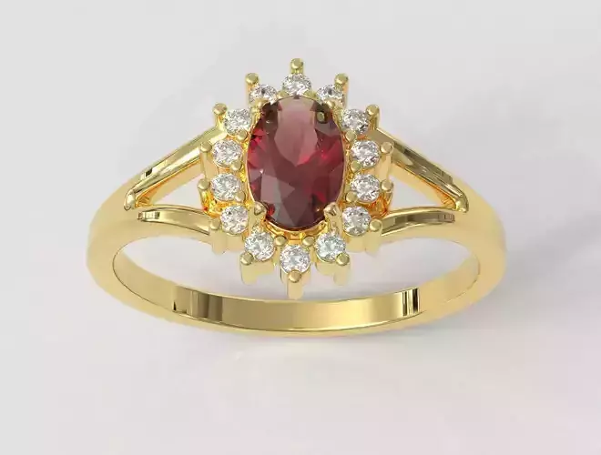 Oval Gemstone Ring 3D print model