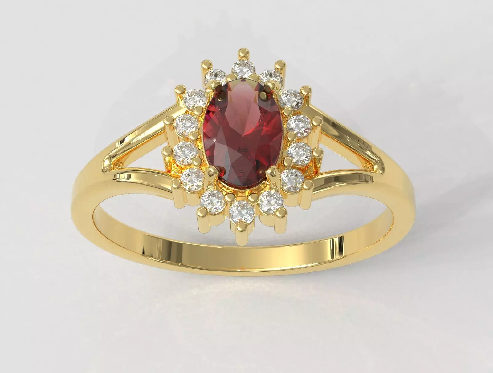 Oval Gemstone Ring 3D print model_0