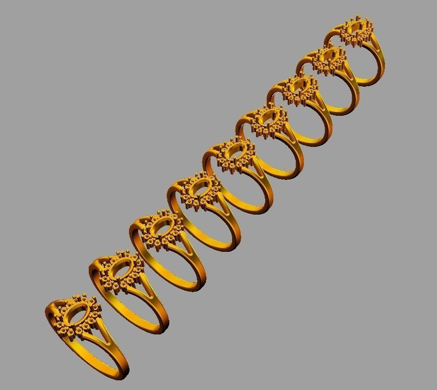 Oval Gemstone Ring 3D print model_6