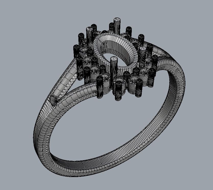 Oval Gemstone Ring 3D print model_10