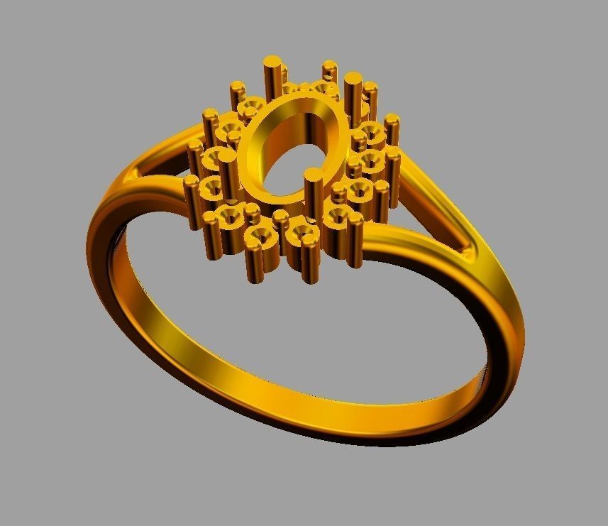 Oval Gemstone Ring 3D print model_7