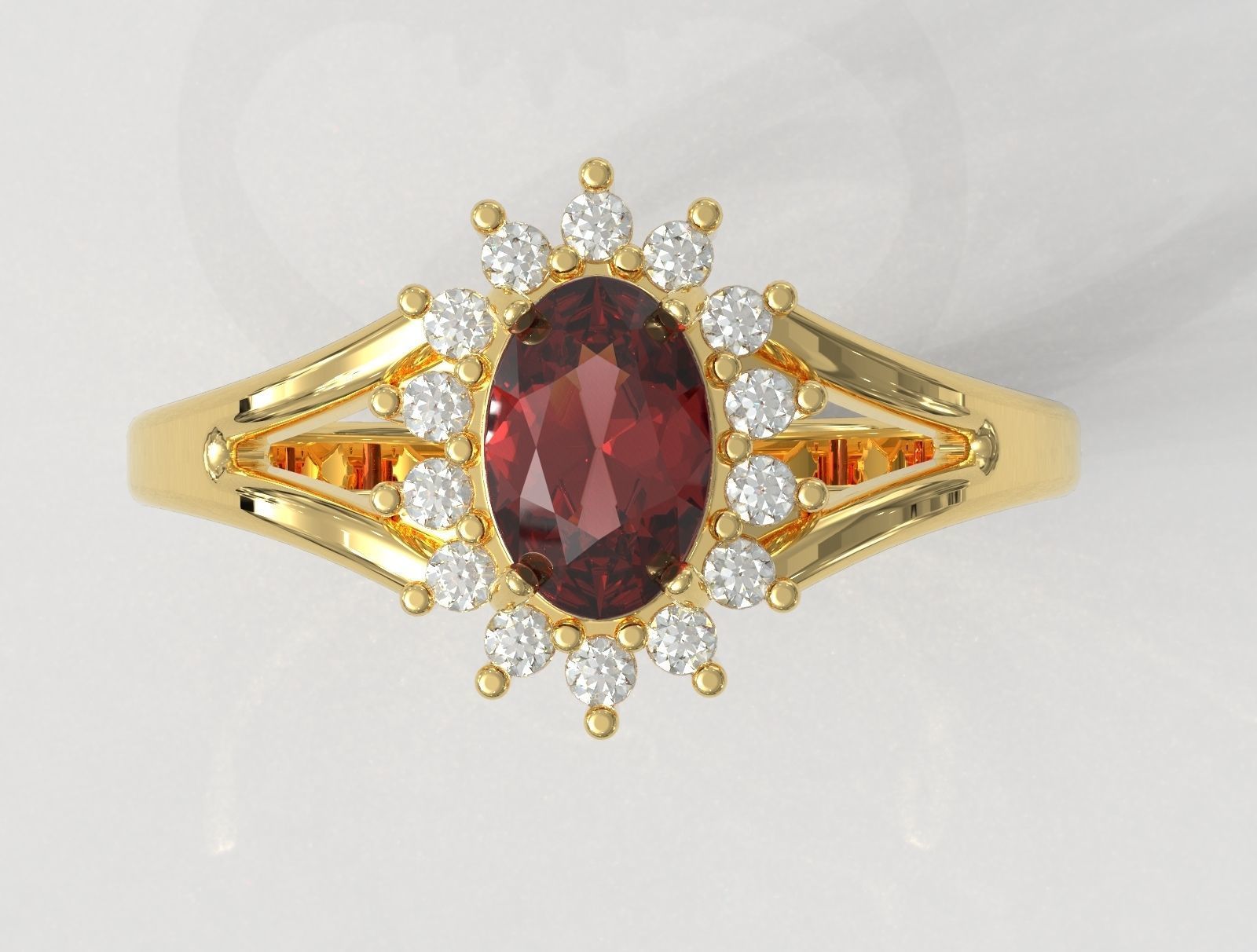 Oval Gemstone Ring 3D print model_3