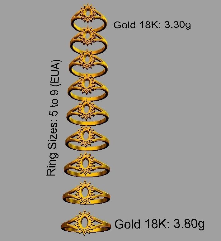 Oval Gemstone Ring 3D print model_5