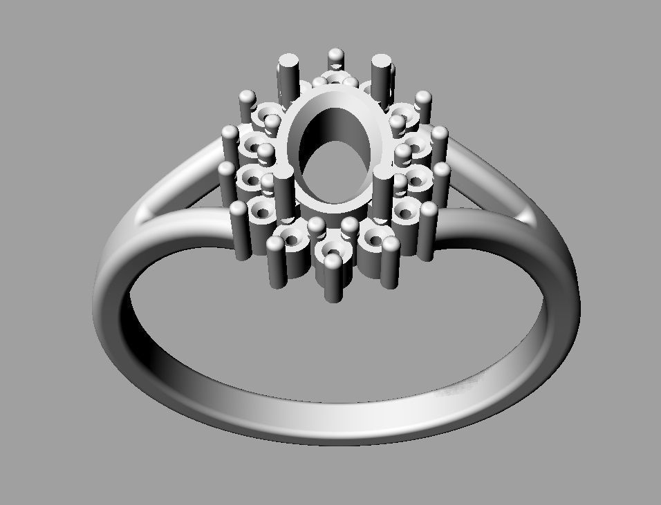 Oval Gemstone Ring 3D print model_14