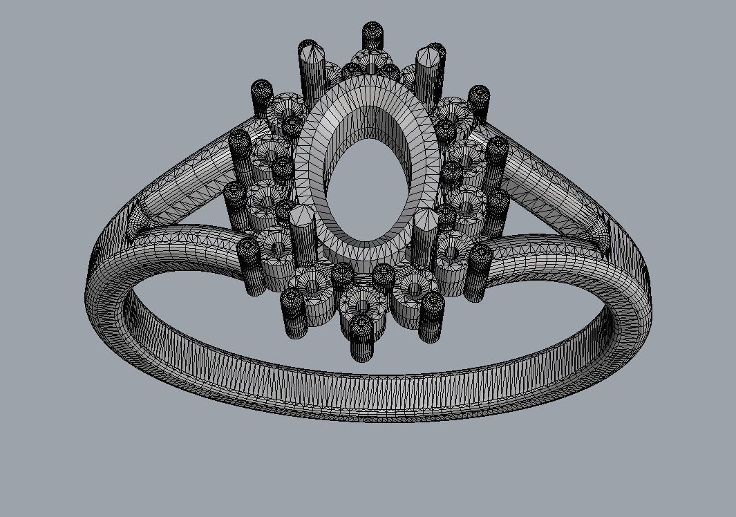 Oval Gemstone Ring 3D print model_12