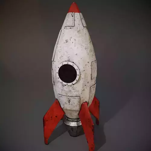stylized rocket Low-poly 3D model