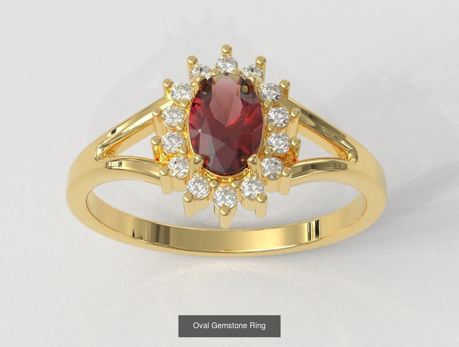 Oval Gemstone 3D Model Collection_3