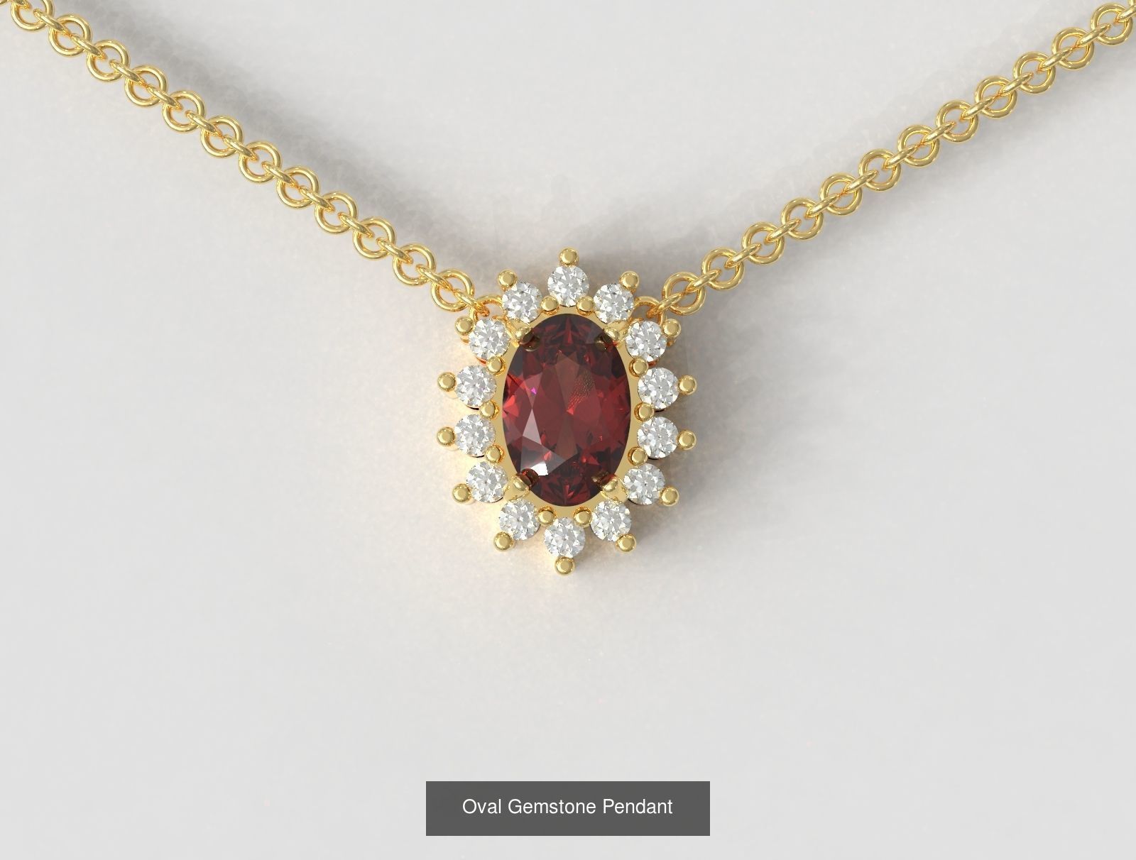 Oval Gemstone 3D Model Collection_2
