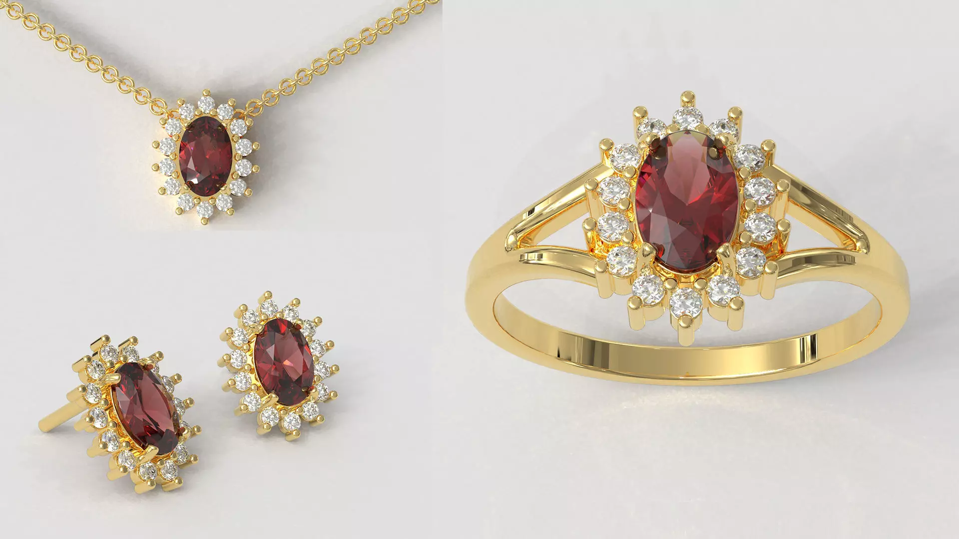 Oval Gemstone 3D Model Collection_0