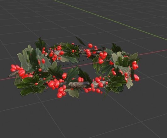 CHRISTMAS WREATH-RING  Low-poly 3D model_13