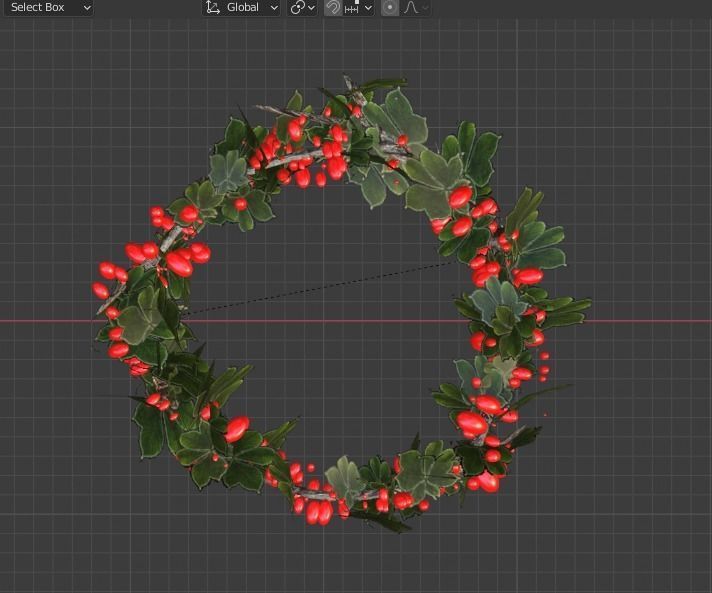 CHRISTMAS WREATH-RING  Low-poly 3D model_6