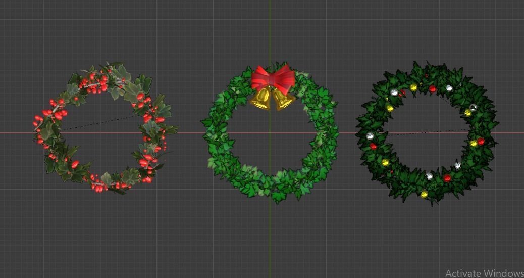 CHRISTMAS WREATH-RING  Low-poly 3D model_1