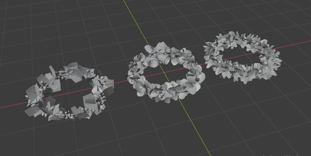 CHRISTMAS WREATH-RING  Low-poly 3D model_3