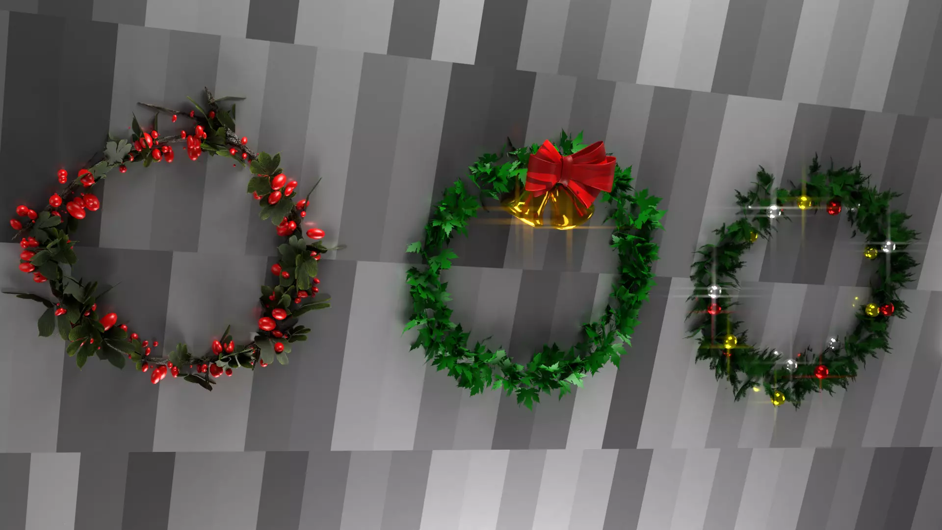 CHRISTMAS WREATH-RING  Low-poly 3D model_0