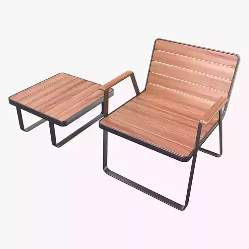 Makemake Teak easy chair and coffee table By Terraforma 