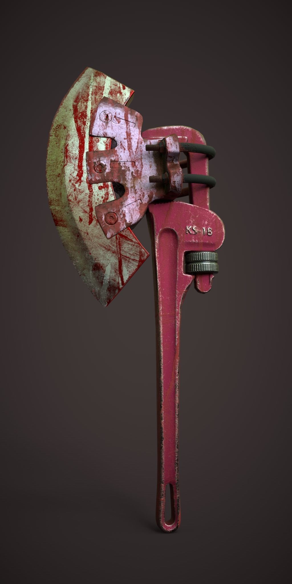 Rusty survivalist axe Low-poly 3D model_2