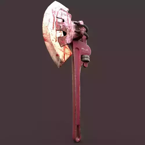Rusty survivalist axe Low-poly 3D model