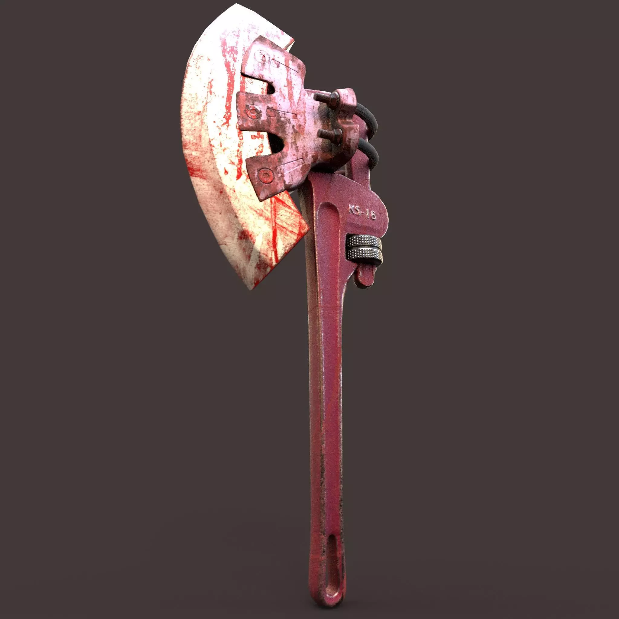 Rusty survivalist axe Low-poly 3D model_0