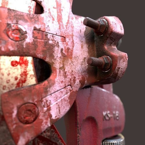 Rusty survivalist axe Low-poly 3D model_4