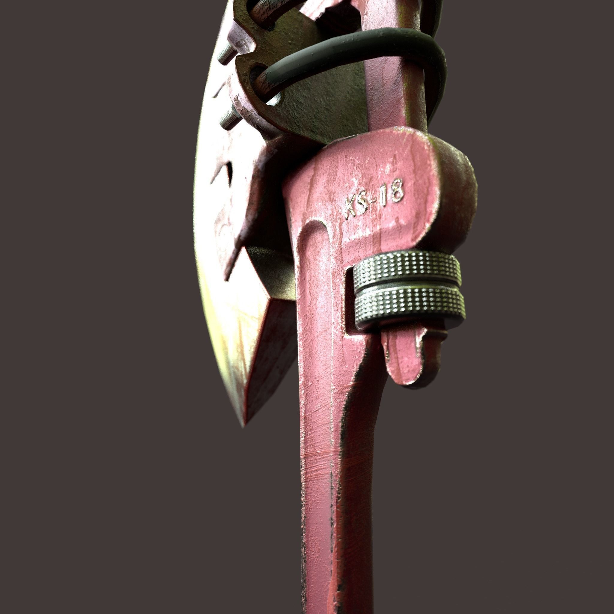 Rusty survivalist axe Low-poly 3D model_3