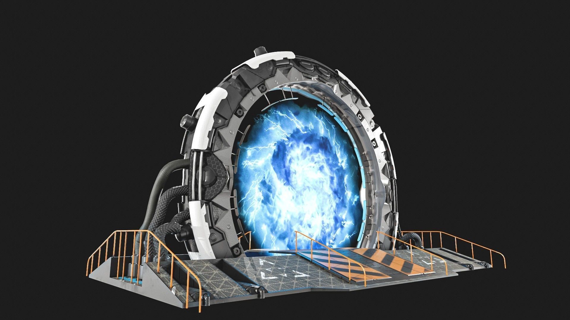 Teleporter space door Low-poly 3D model_11