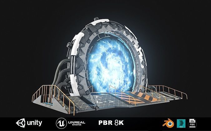 Teleporter space door Low-poly 3D model