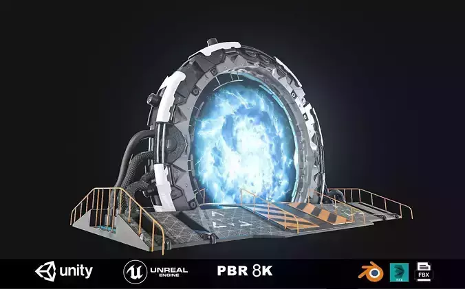 Teleporter space door Low-poly 3D model
