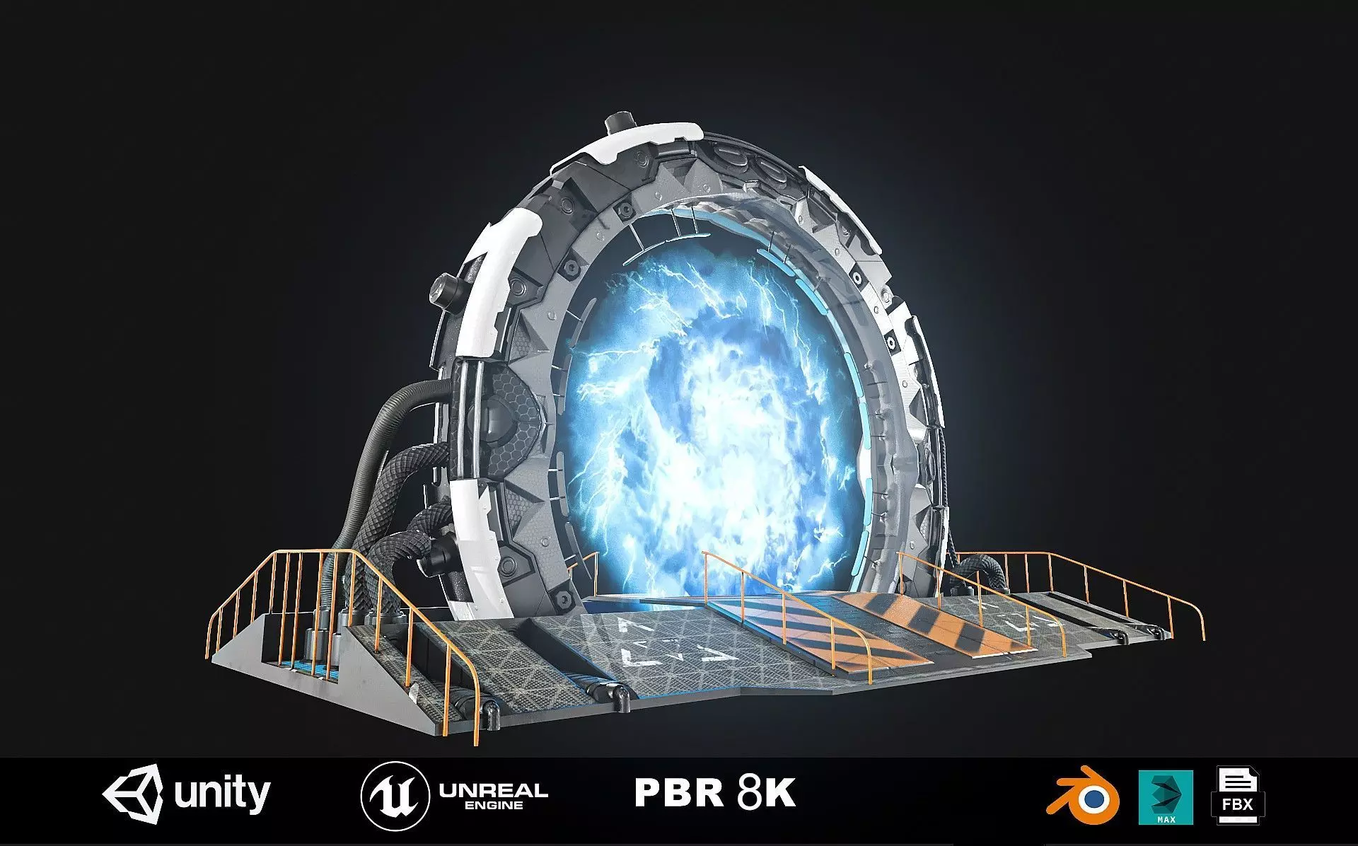 Teleporter space door Low-poly 3D model_0