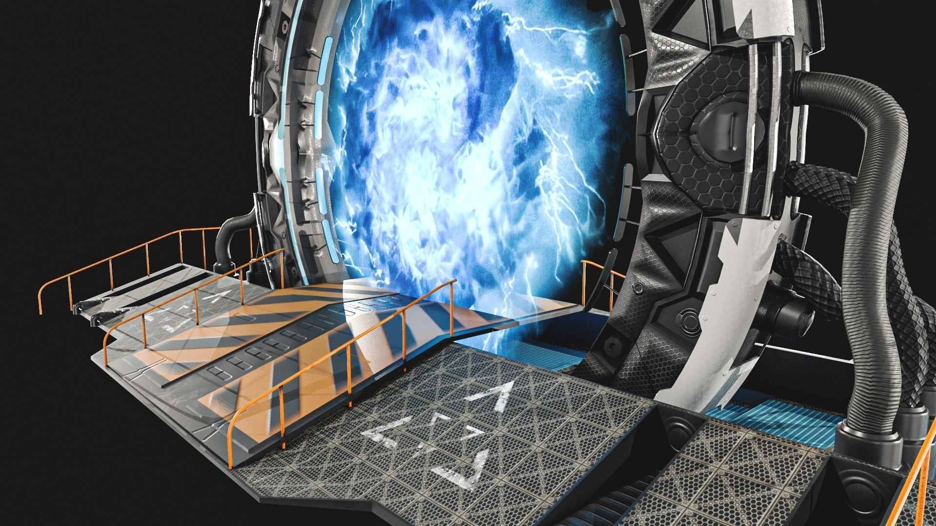 Teleporter space door Low-poly 3D model_9