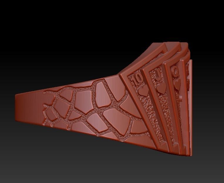 Ring playing cards poker hearts royal flush  3D print model_10