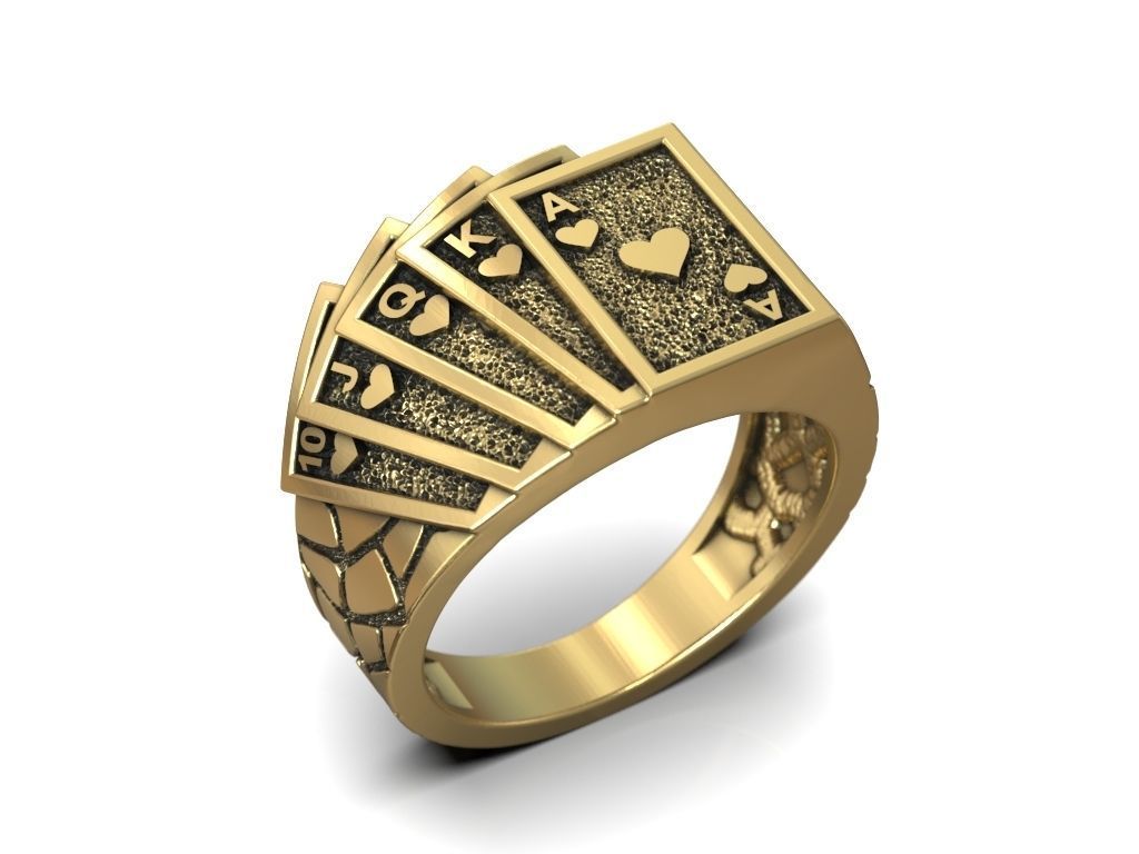 Ring playing cards poker hearts royal flush  3D print model_3