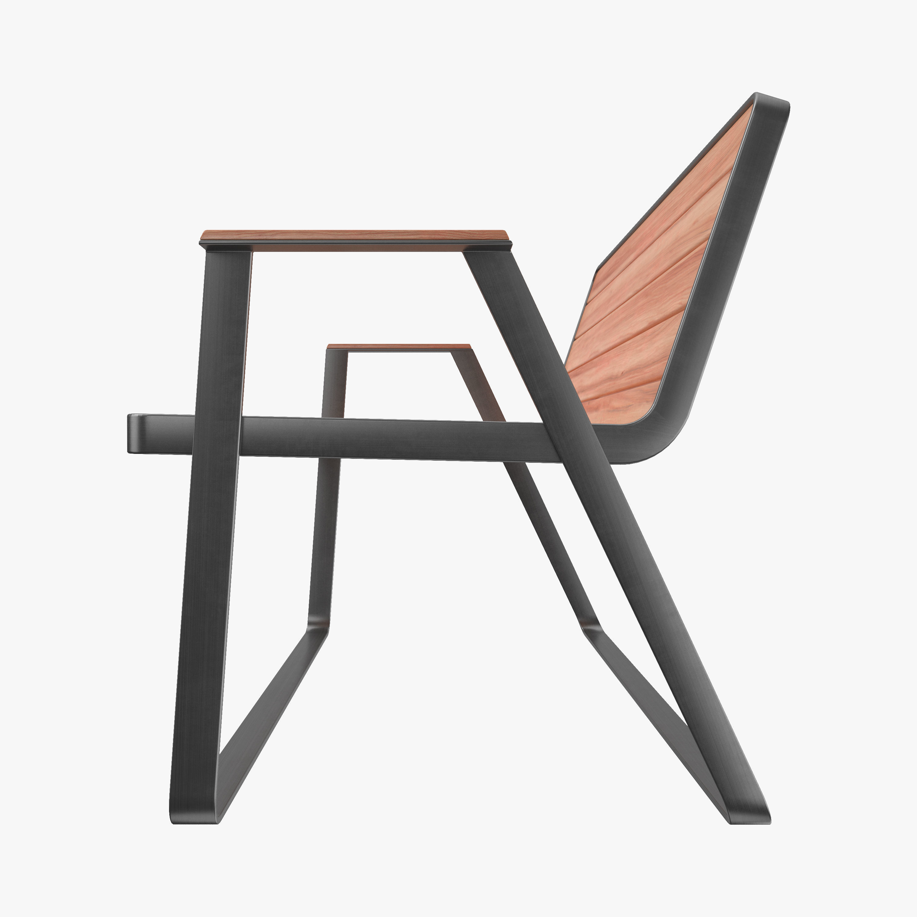 Makemake Teak Garden Bench Two-seated Sofa by Terraforma 3D model_5