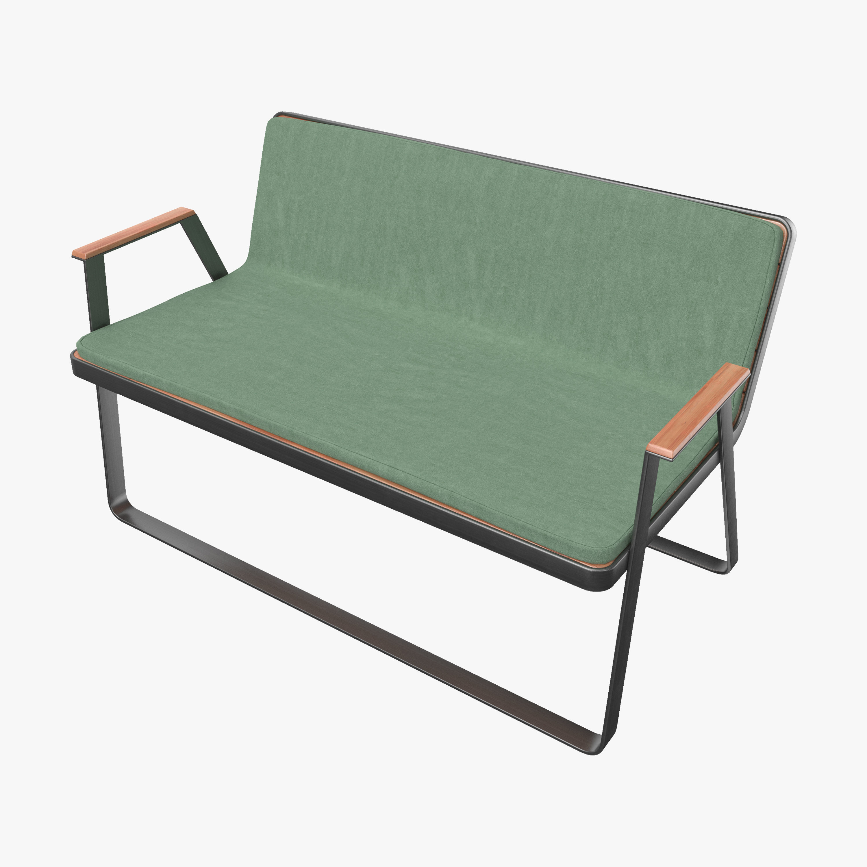 Makemake Teak Garden Bench Two-seated Sofa by Terraforma 3D model_1