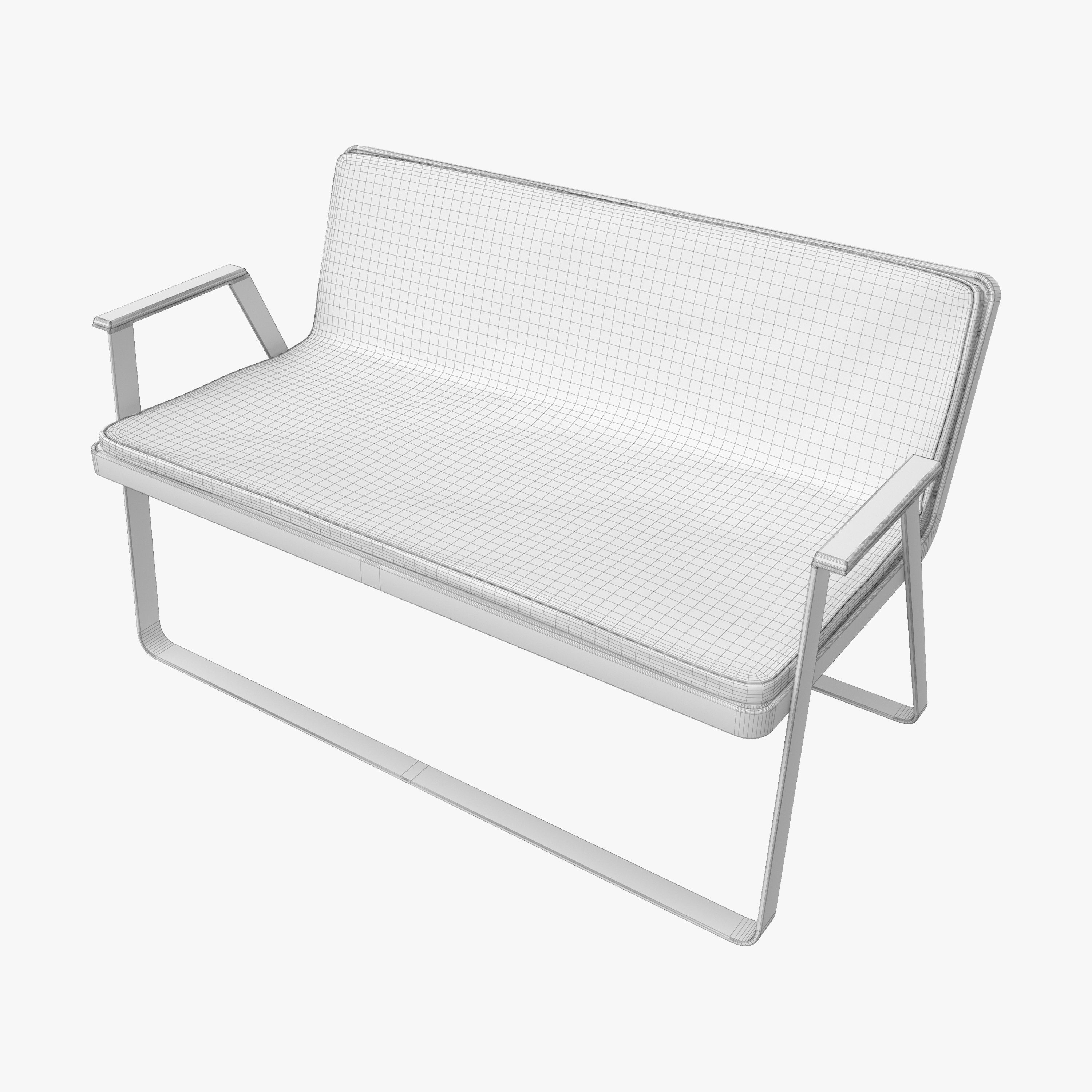 Makemake Teak Garden Bench Two-seated Sofa by Terraforma 3D model_9