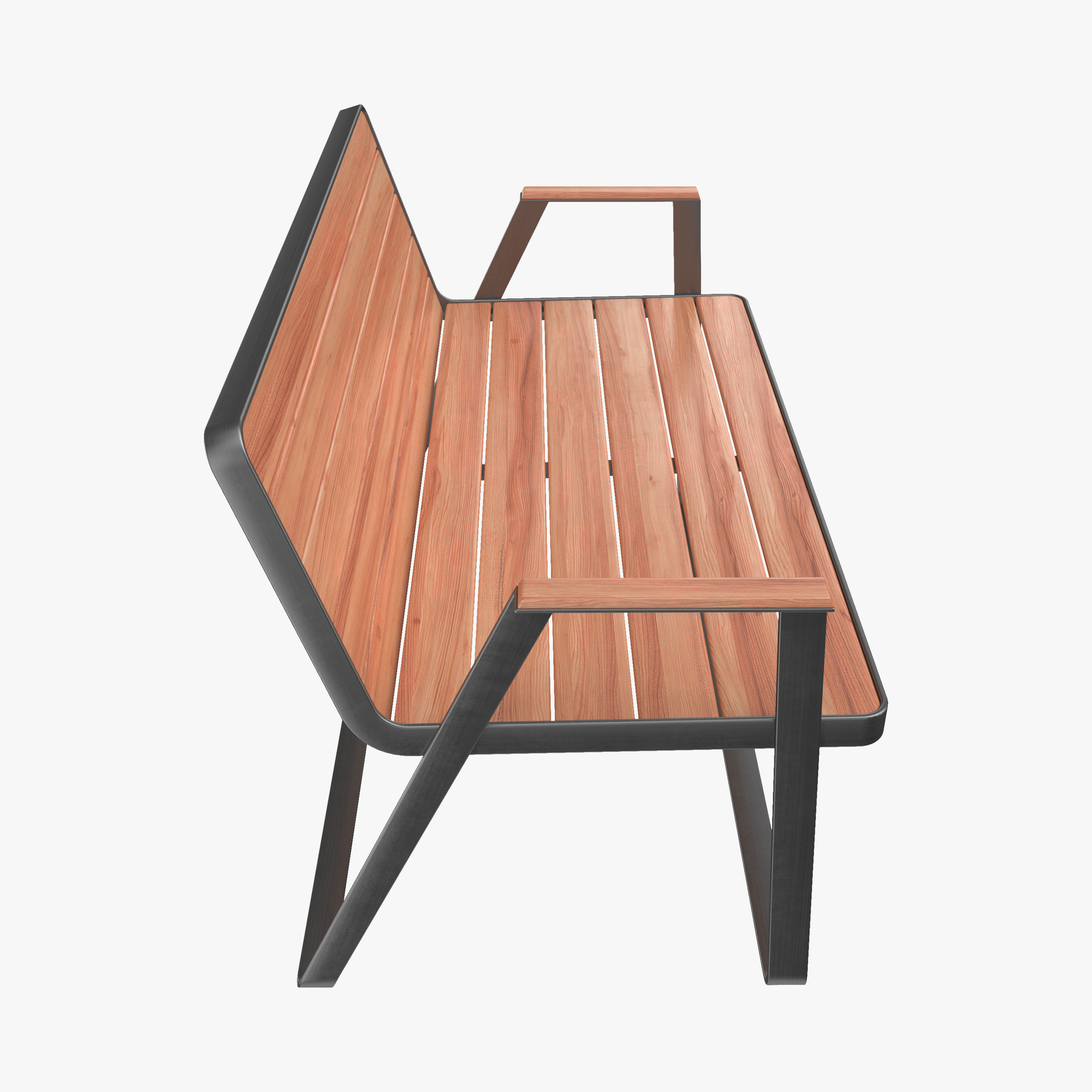 Makemake Teak Garden Bench Two-seated Sofa by Terraforma 3D model_6