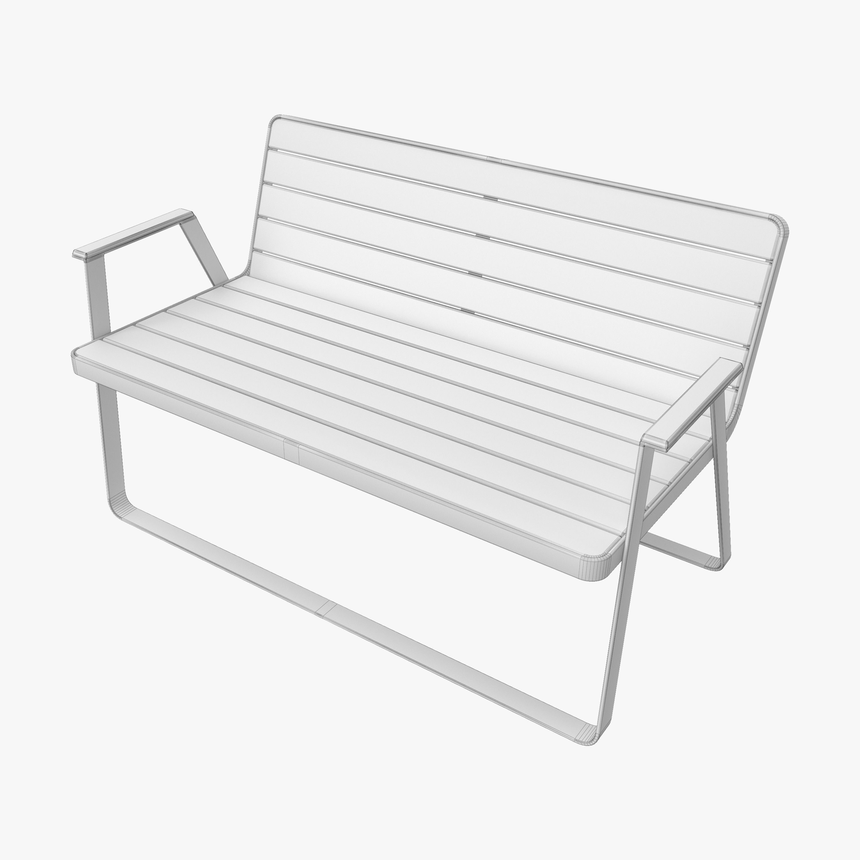 Makemake Teak Garden Bench Two-seated Sofa by Terraforma 3D model_8