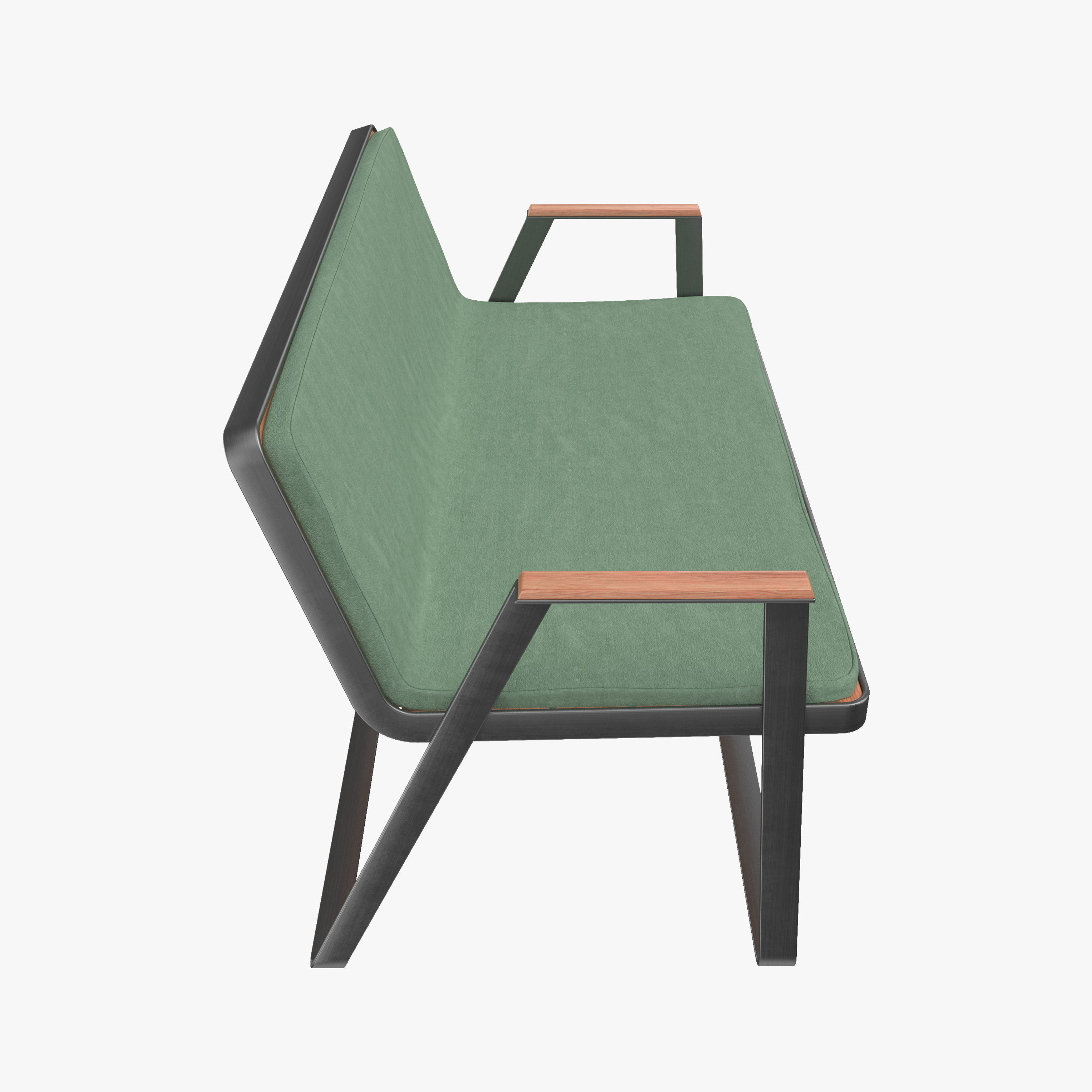 Makemake Teak Garden Bench Two-seated Sofa by Terraforma 3D model_3