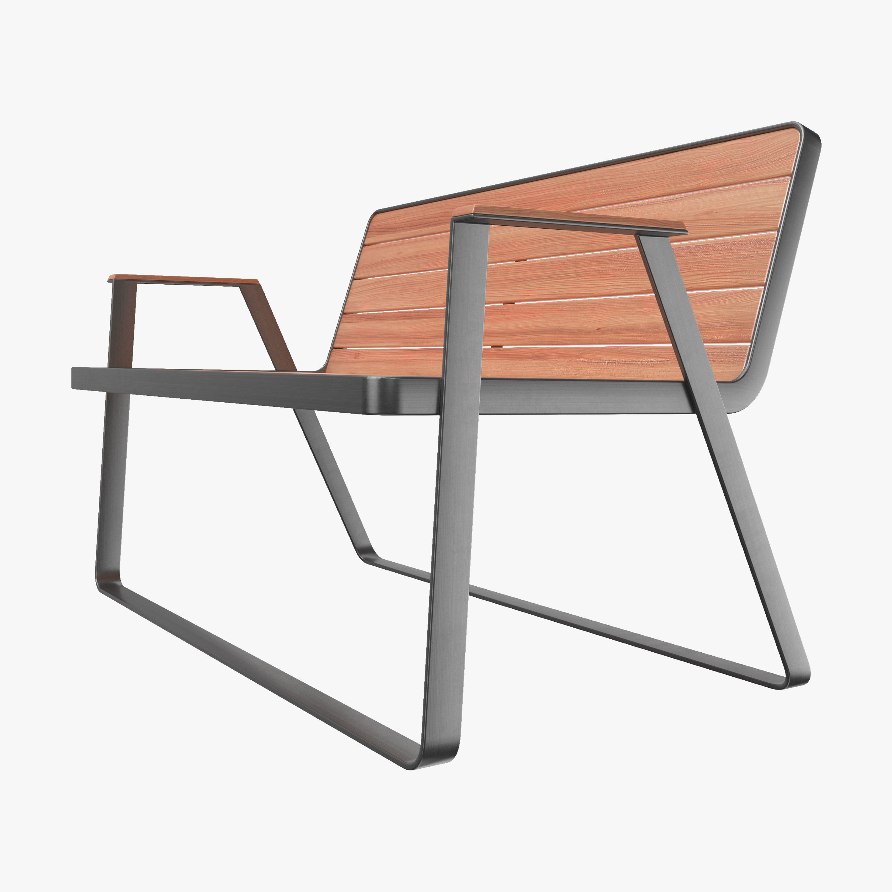 Makemake Teak Garden Bench Two-seated Sofa by Terraforma 3D model_4