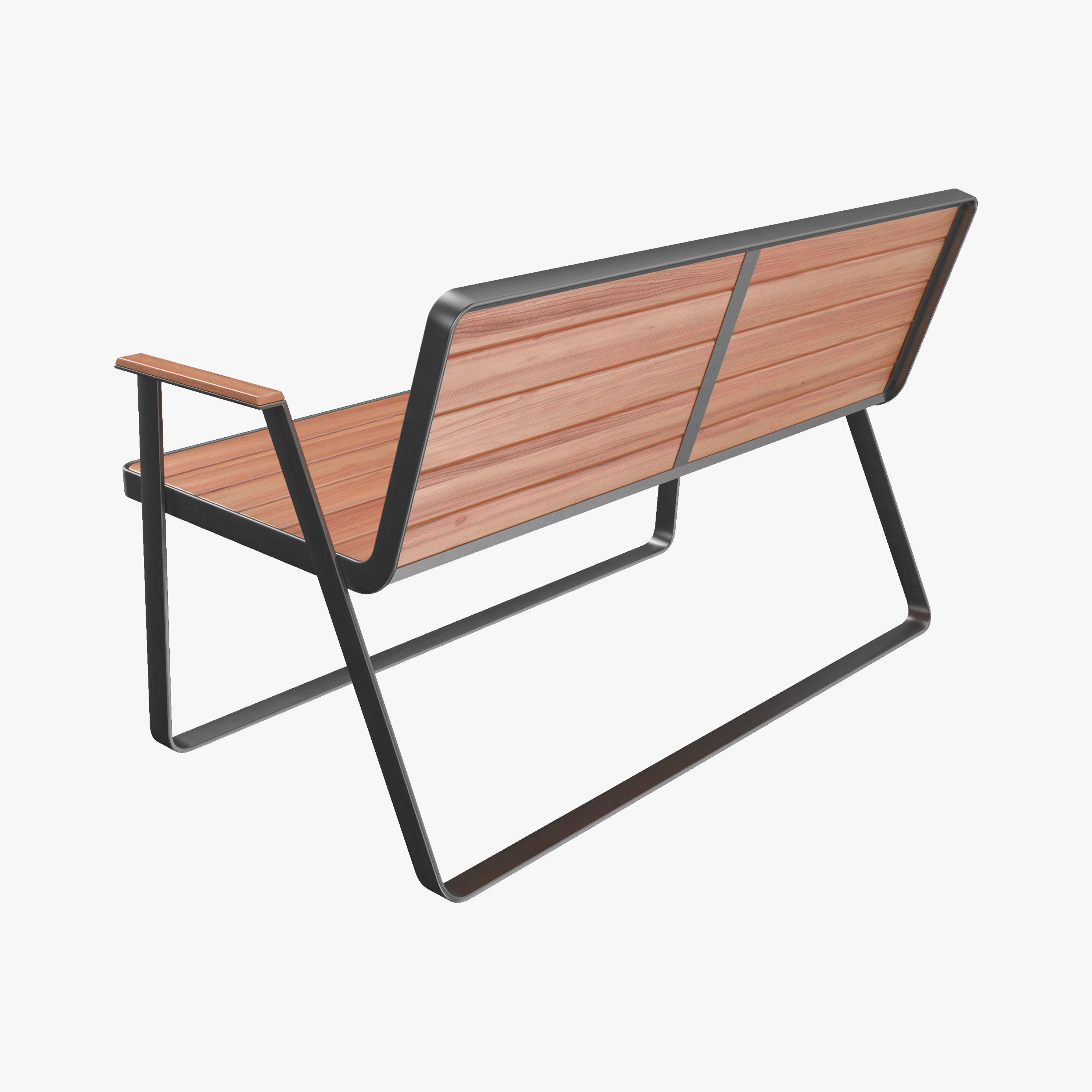 Makemake Teak Garden Bench Two-seated Sofa by Terraforma 3D model_2